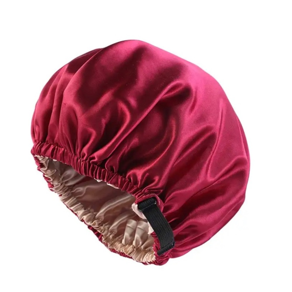 Feel Self-love | Red Satin Bonnet Silk Like Sleeping Cap w/ Head Tie Band
